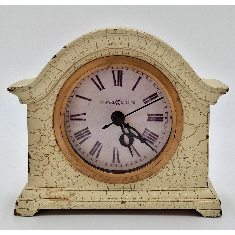 Howard Miller Mantel Clock C06450 Cream Crackle Finish Distressed 5in works !